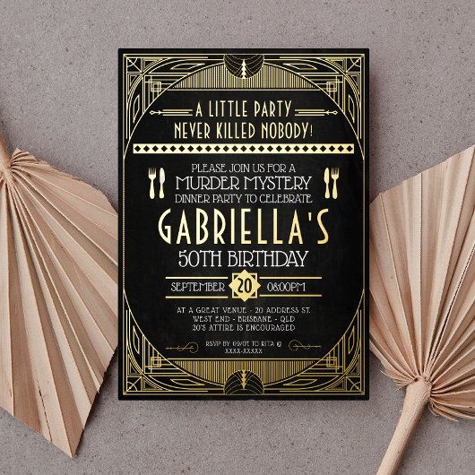 Murder Mystery Party Birthday Folie Uitnodiging