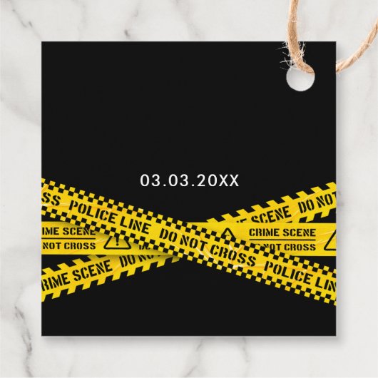 Murder Mystery Party Diner Gele Politie Tapes Bedankjes Labels (Achterkant)