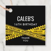 Murder Mystery Party Diner Gele Politie Tapes Bedankjes Labels (Voorkant)