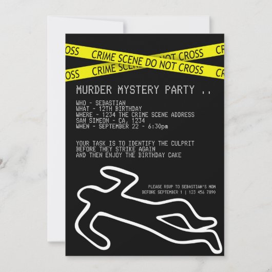 Murder Mystery Party Kaart (Voorkant)