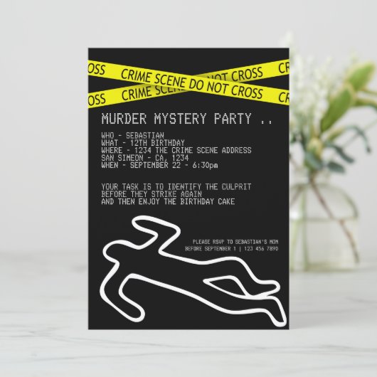 Murder Mystery Party Kaart (Staand voorkant)