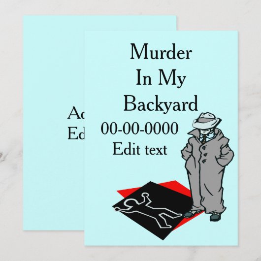 Murder Mystery Party Kaart (Voorkant / Achterkant)