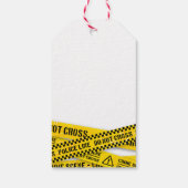 Murder Mystery Party met Yellow Crime Scene Tapes Cadeaulabel (Achterkant)
