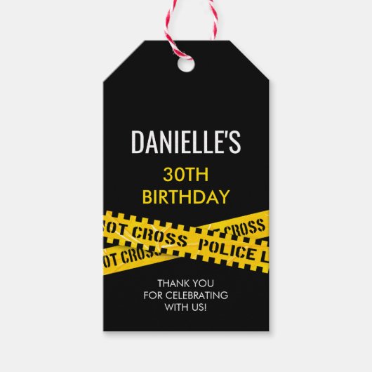 Murder Mystery Party Politie thema verjaardag Cadeaulabel (Voorkant)