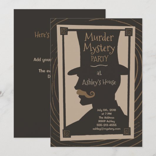 Murder Mystery Party - Uitnodiging (Voorkant / Achterkant)