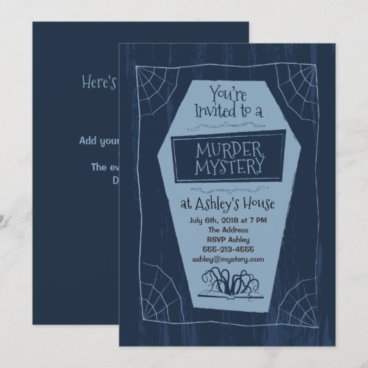 Murder Mystery - Uitnodiging (Voorkant / Achterkant)