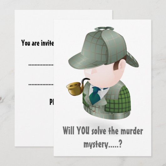 Murder Mystery-uitnodiging Kaart (Voorkant / Achterkant)