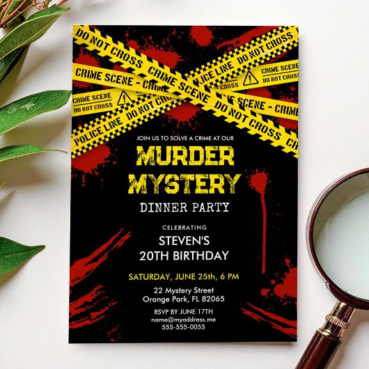 Murder Mystery Verjaardagsfeest met bloedvlekken Kaart