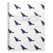 Murder of Crows Black Bird Pattern Print Monogram Notitieboek (Voorkant)