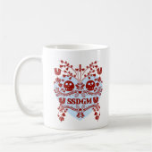 Murderino Mok. Rood/blauw Koffiemok (Links)