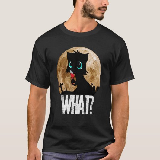 Murderous Black Cat What with Knife Full Moon Hall T-shirt (Voorkant)