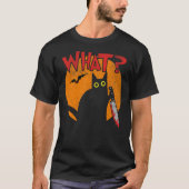 Murderous Black Cat with Knife Funny Halloween Bla T-shirt (Voorkant)