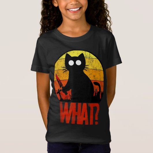 Murderous Black Psycho Cute Cat What Knife Christm T-shirt (Voorkant)