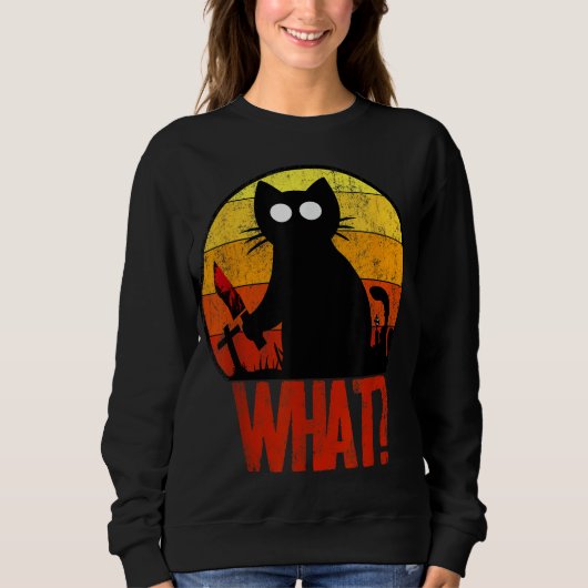 Murderous Black Psycho Cute Cat What Knife Christm Trui (Voorkant)