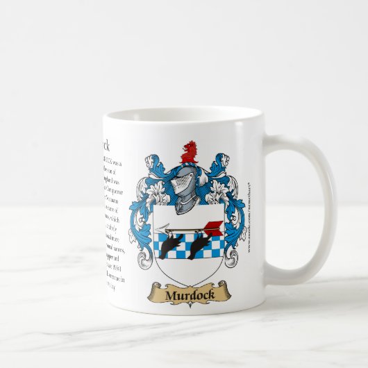Murdock Family Coat of Arms (Crest) met inbegrip v Koffiemok (Rechts)
