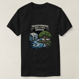 Muren omvormen tot bruggen Houtsnede T-shirt