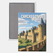 Muren van Carcassonne Frankrijk Reizen Magneet (Voorkant / Achterkant)