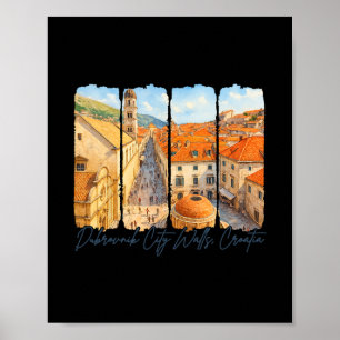 Muren van Dubrovnik Kroatië Reizen Penseelstreek Z Poster