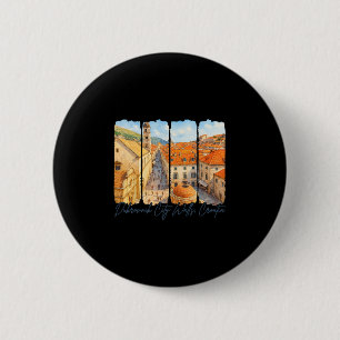 Muren van Dubrovnik Kroatië Reizen Penseelstreek Z Ronde Button 5,7 Cm