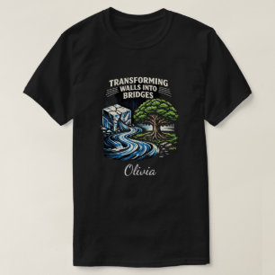 Muren veranderen in bruggen Houtsnede T-shirt