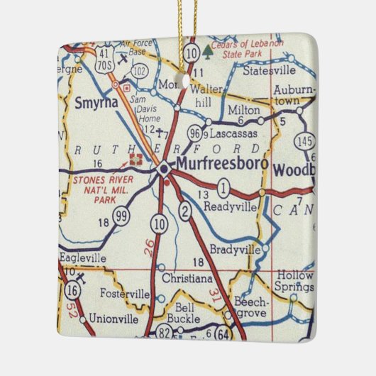 Murfreesboro kaart keramisch ornament (Links)