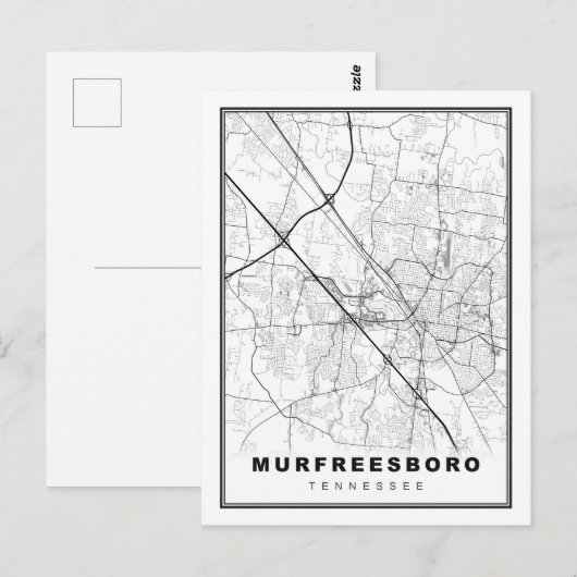 Murfreesboro Map Briefkaart (Voorkant / Achterkant)