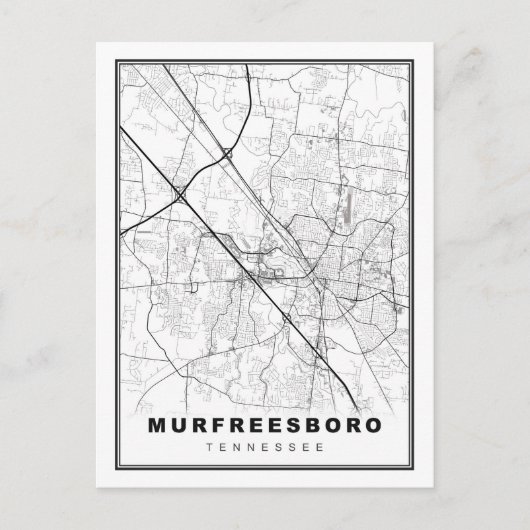 Murfreesboro Map Briefkaart (Voorkant)