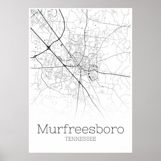 Murfreesboro Map - Tennessee - City Map Poster (Voorkant)