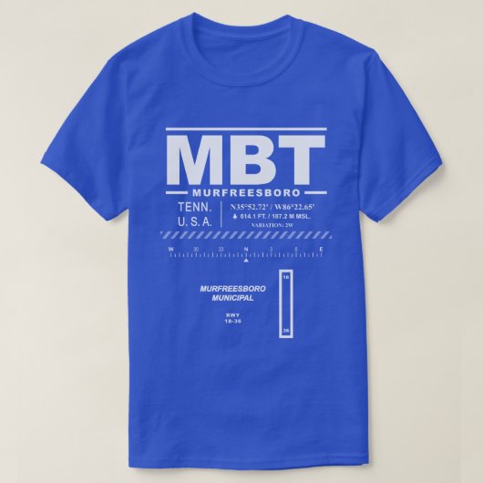 Murfreesboro Municipal Airport MBT T T-shirt (Design voorkant)