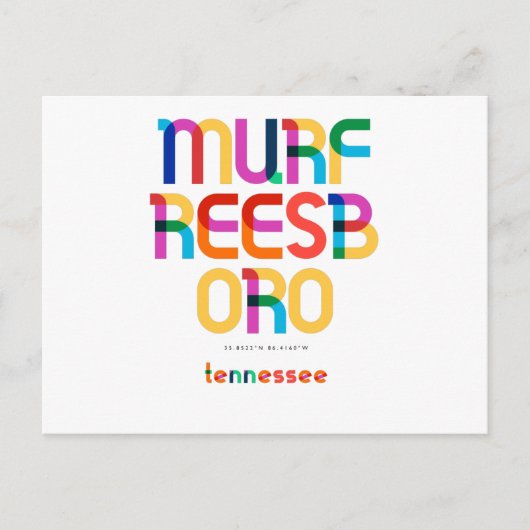 Murfreesboro Tennessee Mid Century, Pop Art, Briefkaart (Voorkant)