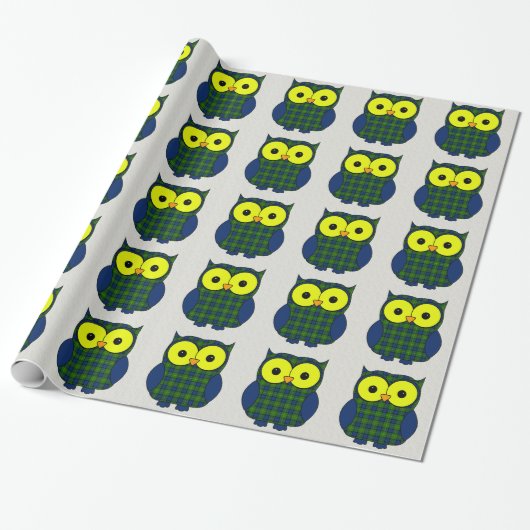 Muri Tartan Pset Owl Cadeaupapier (Uitgerold)
