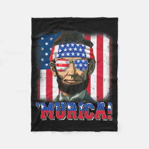 Murica Abe Lincoln 4 juli Murica Patriottisch Mij Fleece Deken