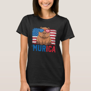 Murica Capybara USA Vlag Zonnebril Patriottisch T-shirt