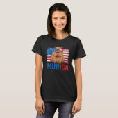 Murica Capybara USA Vlag Zonnebril Patriottisch T-shirt (Voorkant volledig)