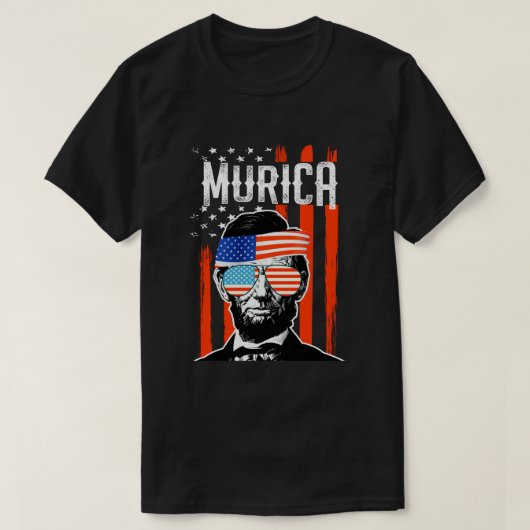 Murica Funny Abe Lincoln, 4 juli, Amerika T-shirt (Design voorkant)