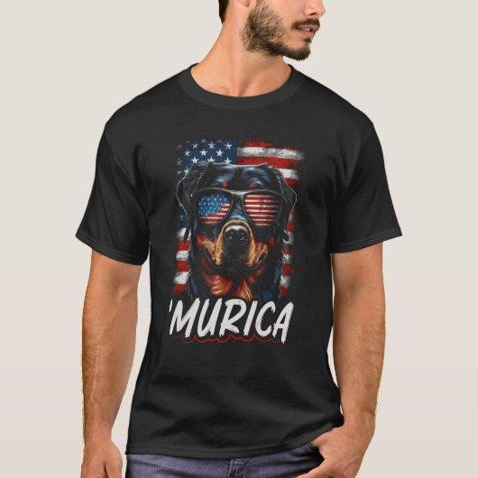 Murica Patriotic Rottweiler 4th of July Dog 11 T-shirt (Voorkant)