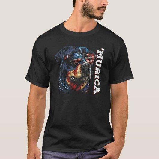 Murica Patriotic Rottweiler 4th of July Dog 8 T-shirt (Voorkant)
