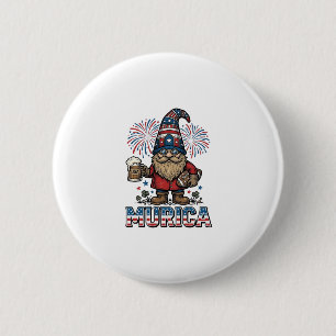 Murica Patriotische Kabouter Bier Vintage T-shirt Ronde Button 5,7 Cm