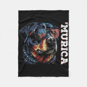 Murica Patriotische Rottweiler 4 juli hond Fleece Deken