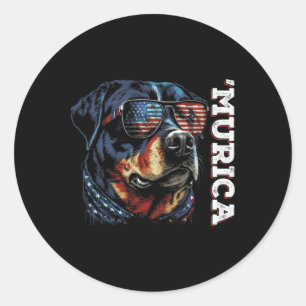Murica Patriotische Rottweiler 4 juli Hond Ronde Sticker