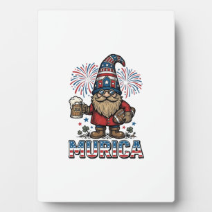 Murica Patriottische Kabouter Bier Vintage Shirt O Fotoplaat