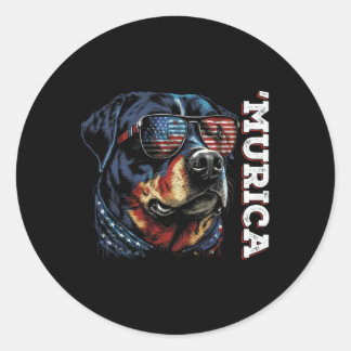 Murica Patriottische Rottweiler 4 juli hond Ronde Sticker