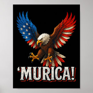 Murica Steenarend 4 juli Amerikaanse vlag Patrio Poster