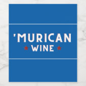 'Murican Wine (Blue) - 4 juli Wijnlabel Wijn Etiket (Enkel label)