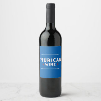 'Murican Wine (Blue) - 4 juli Wijnlabel Wijn Etiket