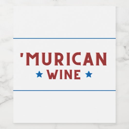 'Murican Wine (White) - 4 juli Wijnlabel Wijn Etiket (Enkel label)