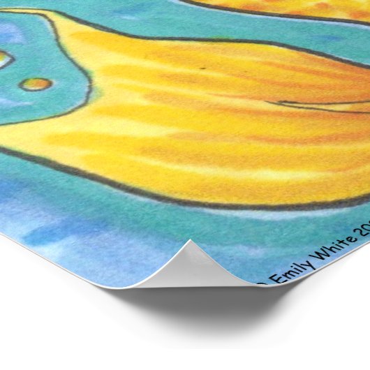 Muriel Mermaid fantasy Cartoon blauw-waterkunst Poster (Hoek)