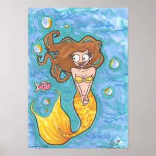 Muriel Mermaid fantasy Cartoon blauw-waterkunst Poster