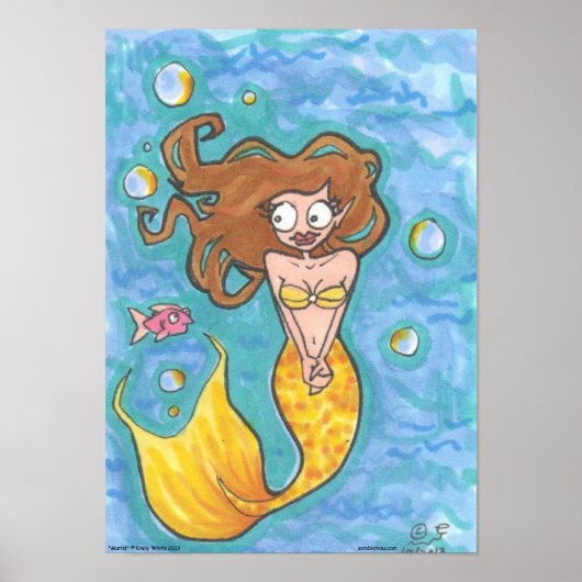 Muriel Mermaid fantasy Cartoon blauw-waterkunst Poster (Voorkant)