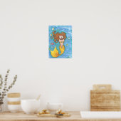 Muriel Mermaid fantasy Cartoon blauw-waterkunst Poster (Keuken)